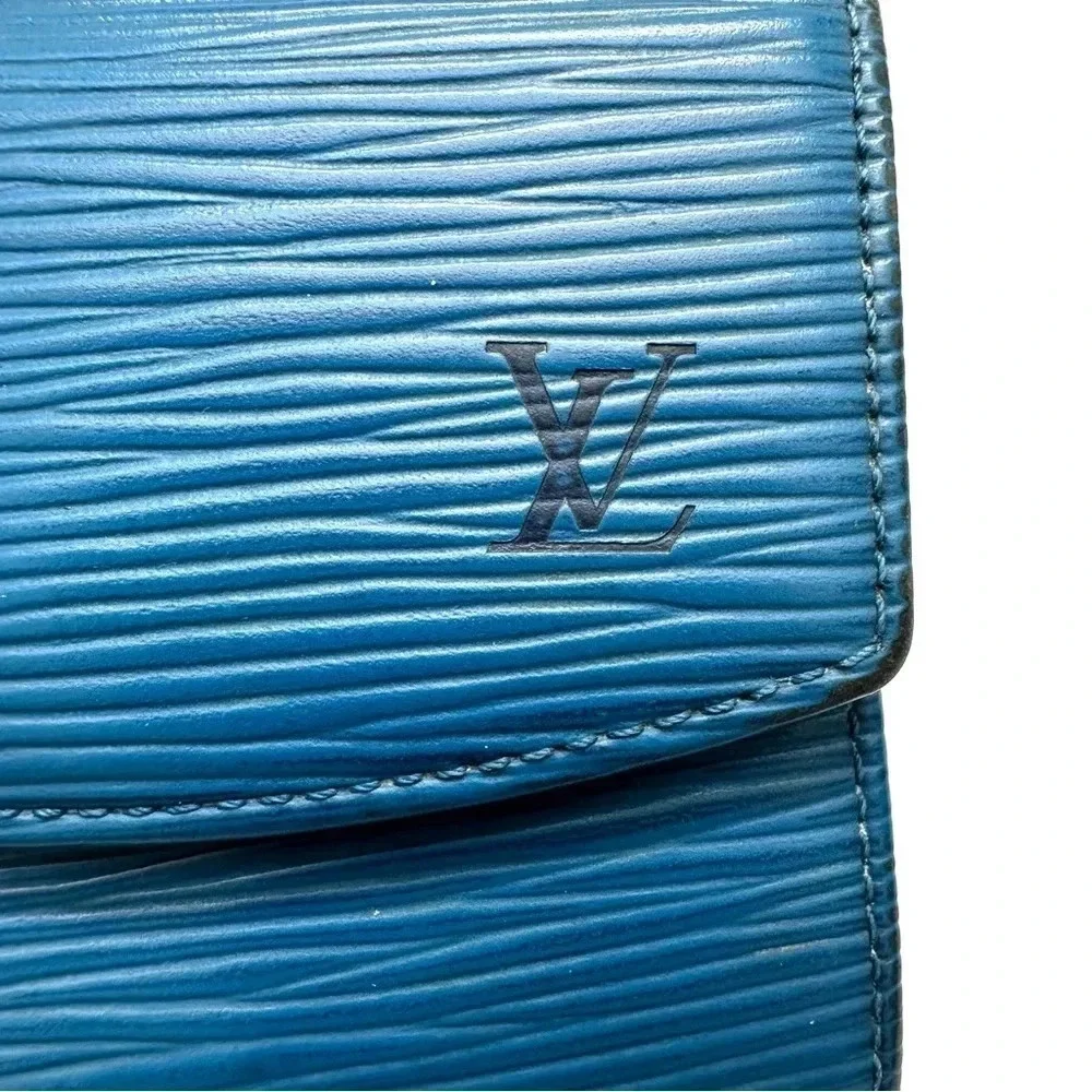 LV blue Epi Porte Minnaie Coin Wallet